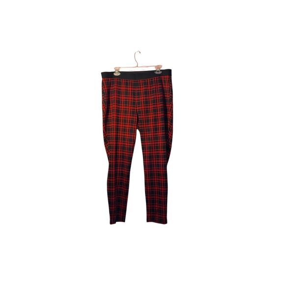 Talbots women’s black and red plaid ankle Ponte knit leggings, size 16 - Picture 3 of 6